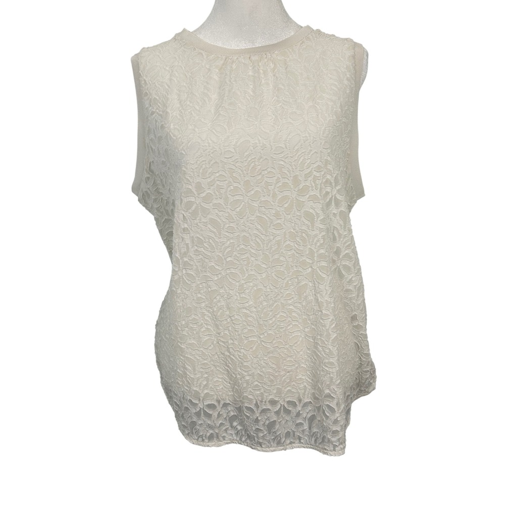 Reiss Venetia Cream Floral Lace Front Split Back Sleeveless Top Size L